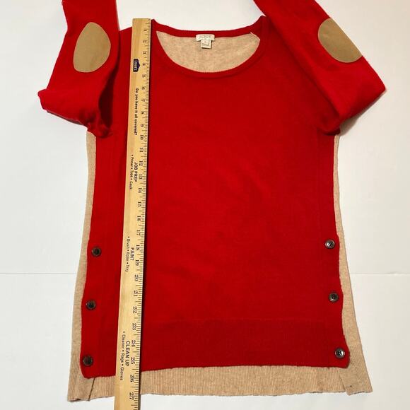 J. Crew Womens Wool-Blend Sweater Elbow Patches Sz Small Two Tone Layer Preppy - Picture 8 of 11